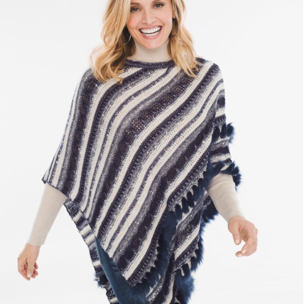 SPARKLE STRIPED PONCHO